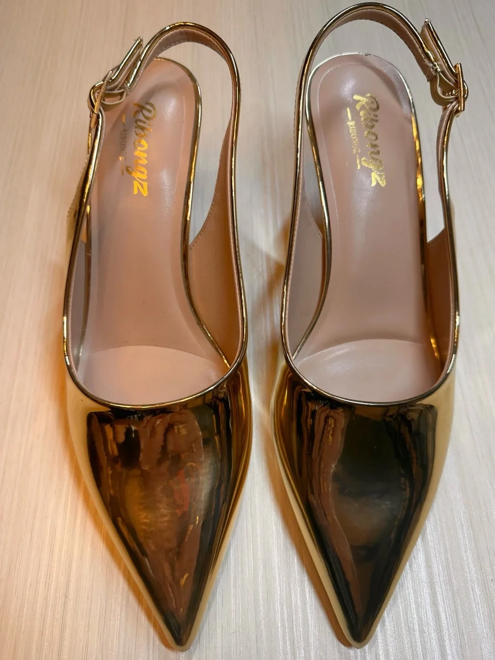 Gold Metallic Slingback Kitten Heels | Size 8 (Fits Like 7.5) | Like New ✨